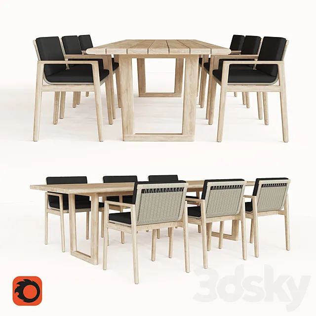 MESA TEAK RECTANGULAR DINING TABLE 3DS Max Model