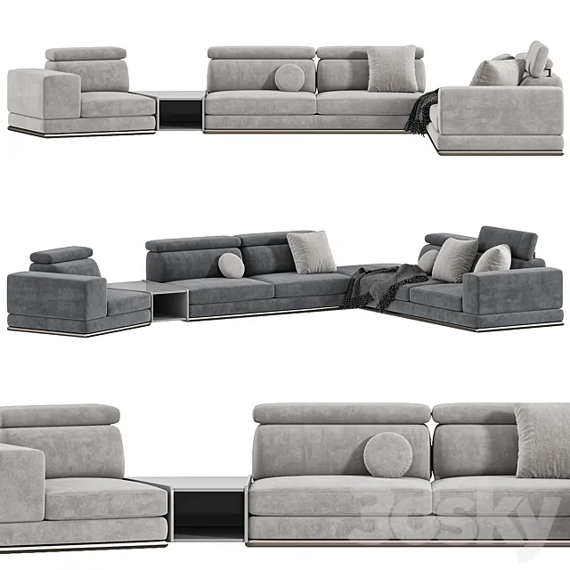 Met Corner With Integrated Table Sofa By Lazzoni Collection 3ds Max