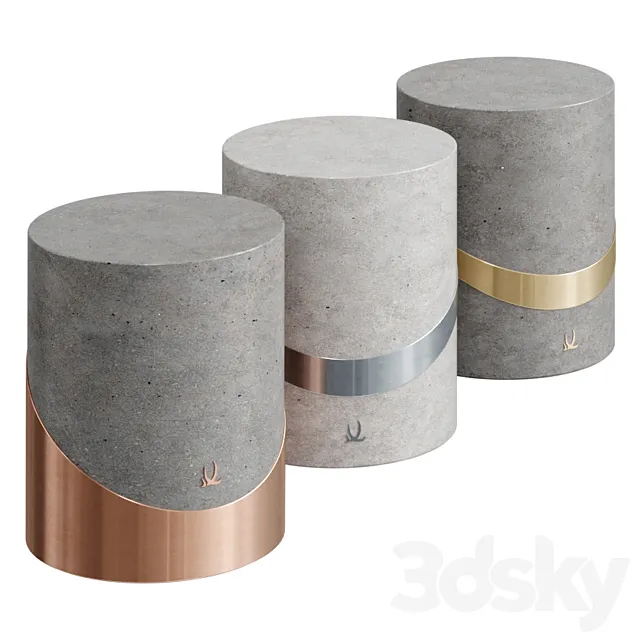 metal and concrete stools 3DSMax File