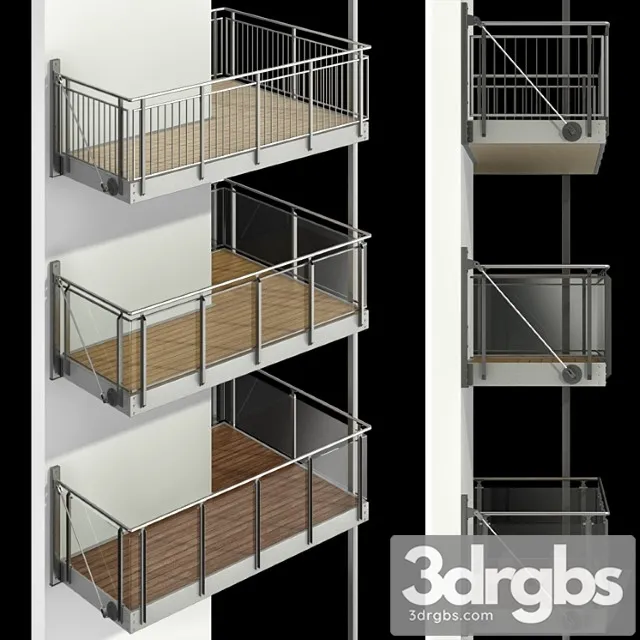 Metal balcony (3 types of cantilever balconies) 3dsmax Download