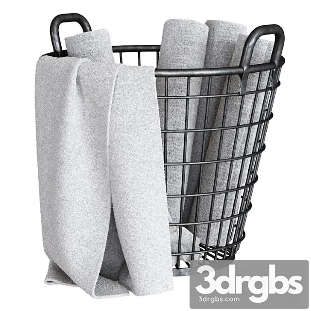 Metal basket with towels