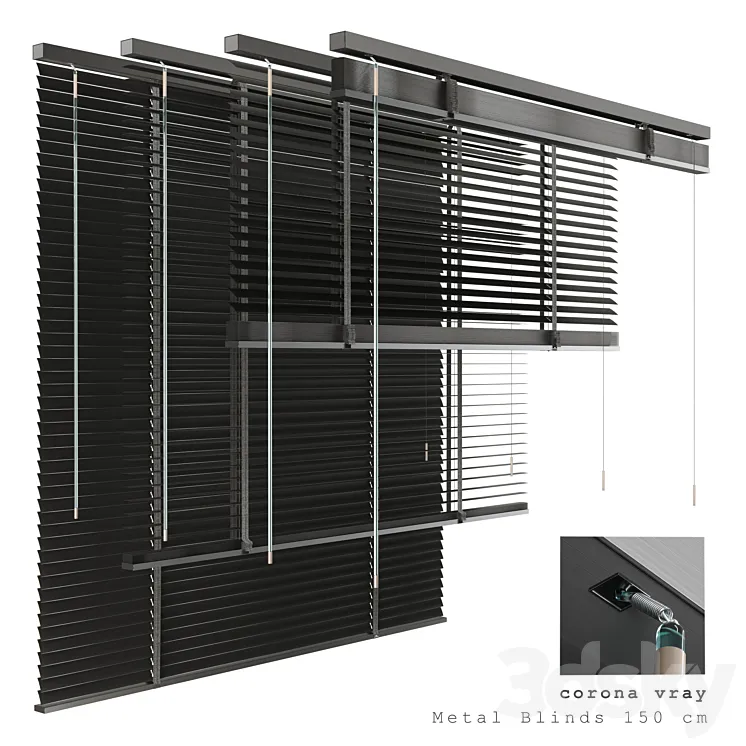 Metal Blinds black 1500 in 35mm 3DS Max