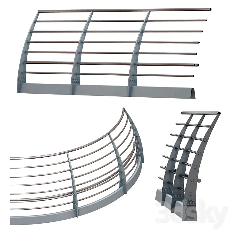 Metal bridge deck fencing of the embankment 3DS Max