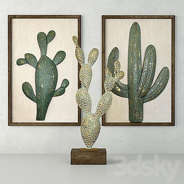 Metal Cactus Sculptures 3ds Max