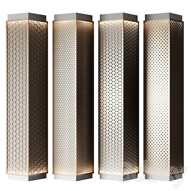 Metal columns with perforation No. 4 3DS Max Model