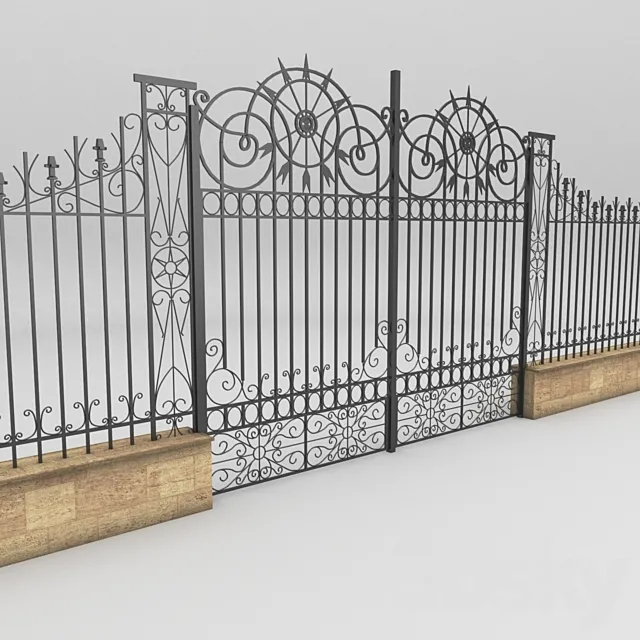 Metal door and Fence 3DS Max Model