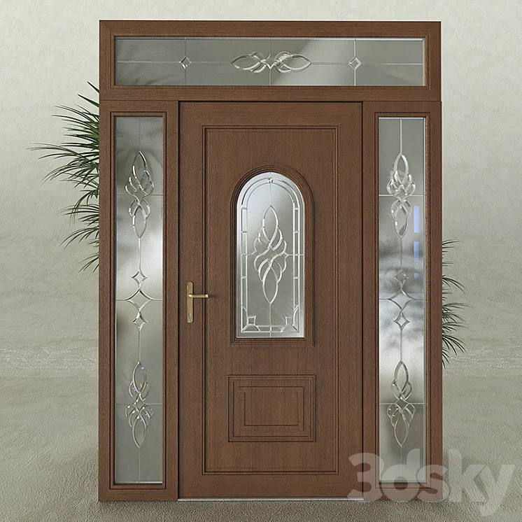 Metal doors with stained glass. 3DS Max
