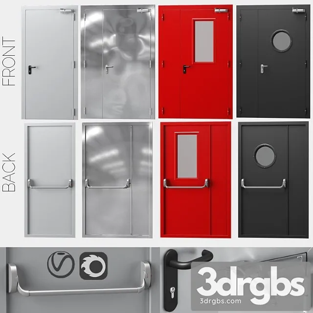 Metal Fire Doors 4 Colors 3dsmax Download