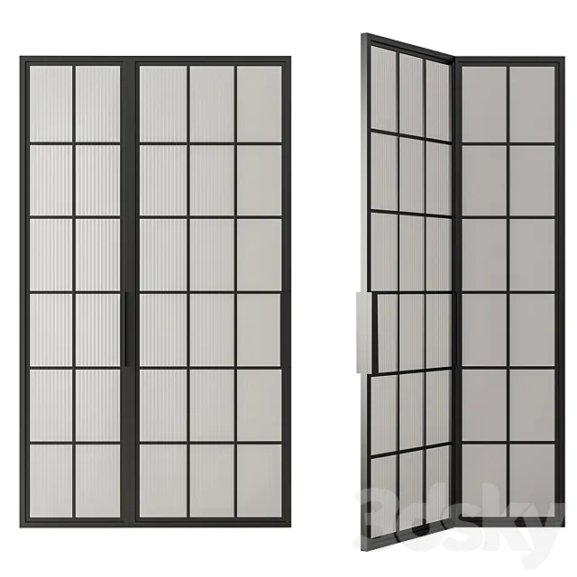 Metal Frame Mate Glass Modern Door – Door Model 45 3DS Max Model