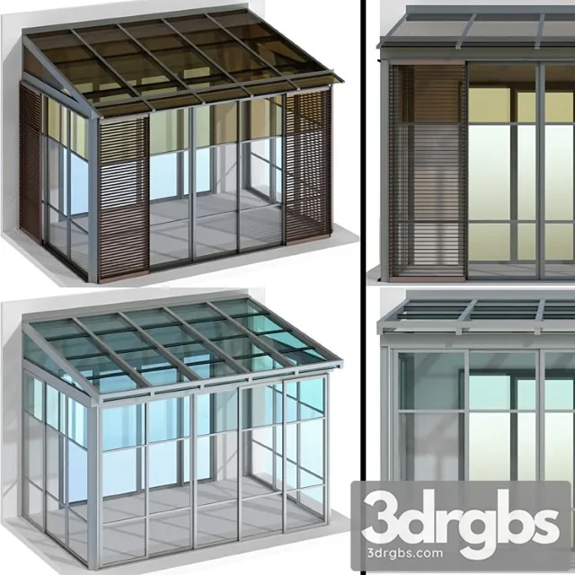 Metal glazed veranda terrace 3dsmax Download