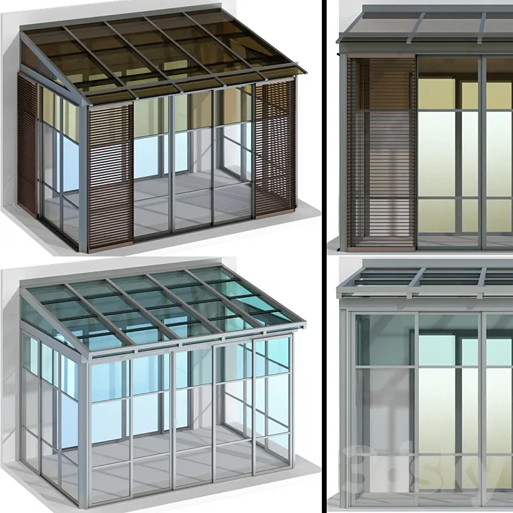 Metal glazed veranda terrace 3DS Max