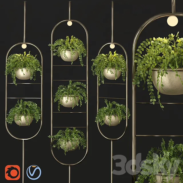 Metal hanging lamp Indoor Plant partition 3DS Max Model