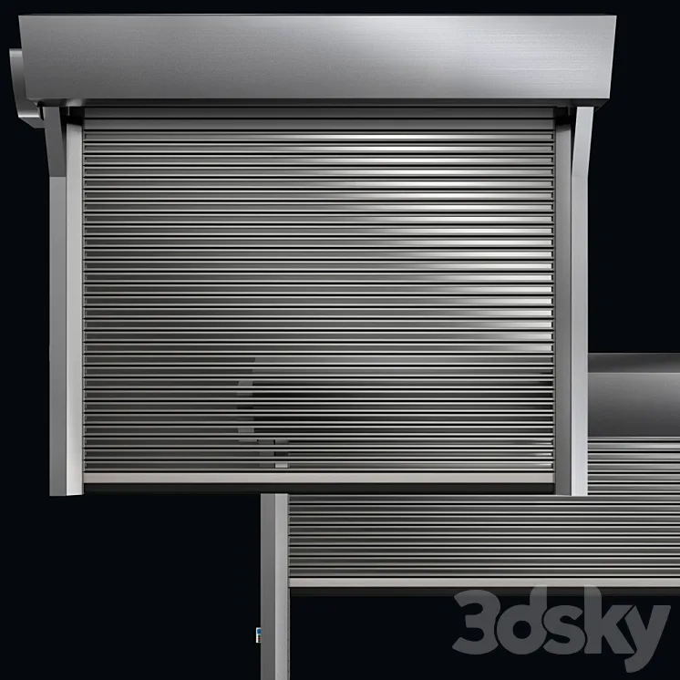 Metal industrial high speed door with horizontal transparent lamellas 3DS Max