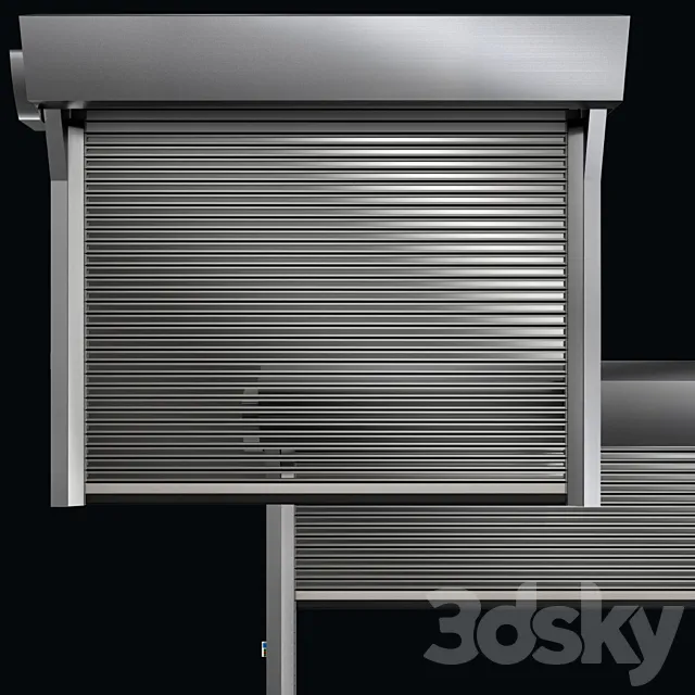 Metal industrial high speed door with horizontal transparent lamellas 3DSMax File