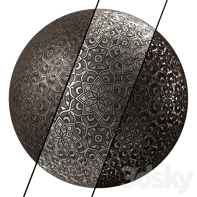 Metal Materials 18- Ornament Metal panels Pbr 4k Seamless 3DS Max Model