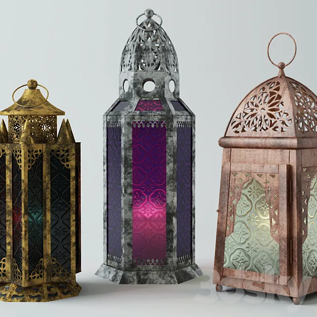 Metal Moroccan Lanterns 3DS Max Model