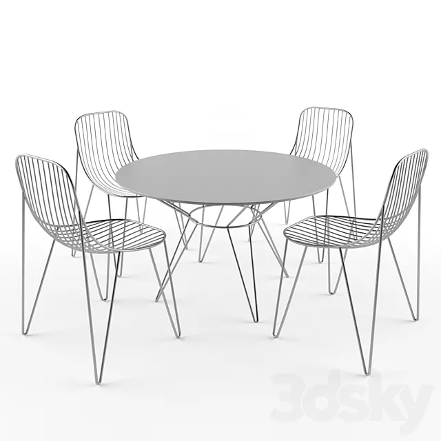Metal Outdoor Chairs and Table 3ds Max
