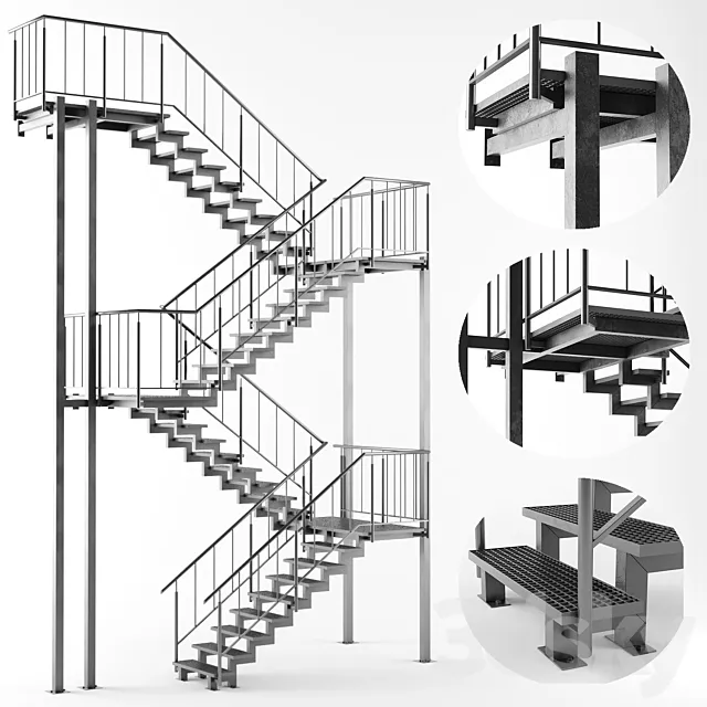 Metal outdoor stair 3DS Max Model