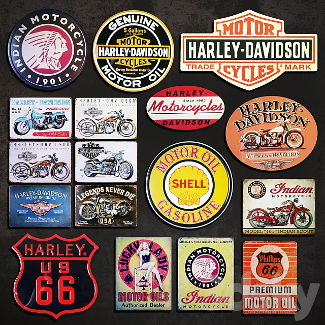 Metal Signs №10. Motorcycles 3ds Max