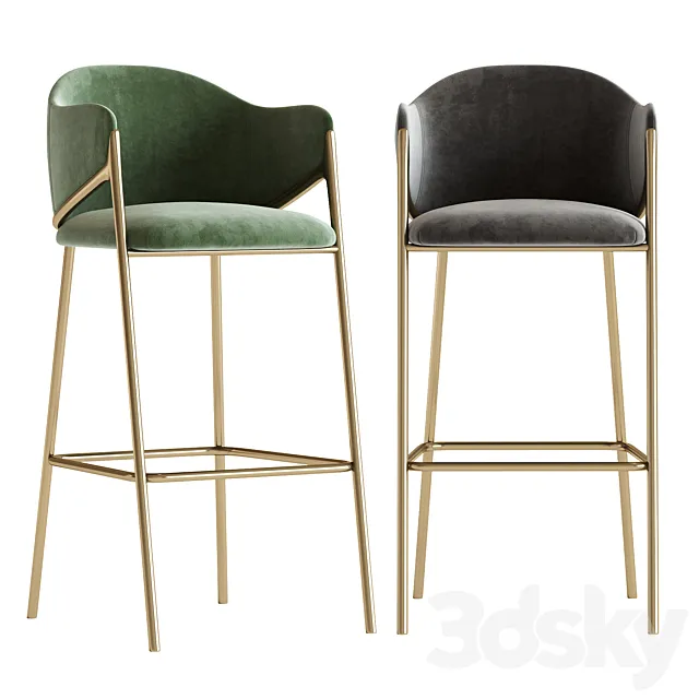 Metal Solid Barstool 3ds Max