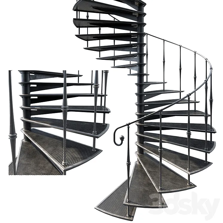 Metal spiral staircase 3DS Max