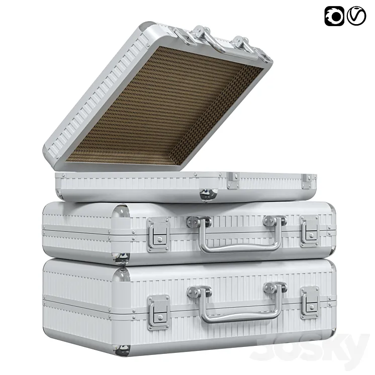 Metal suitcase set of metal suitcases 3DS Max Model