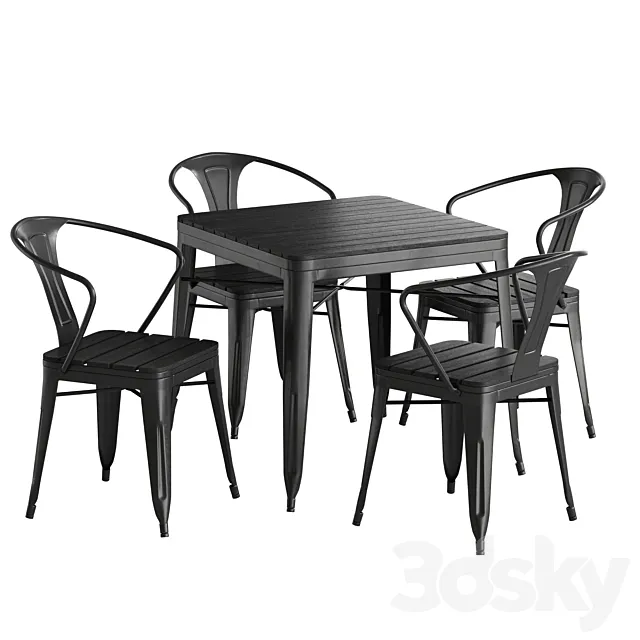 metal table and chairs for street cafe bistrot and patio 3ds Max