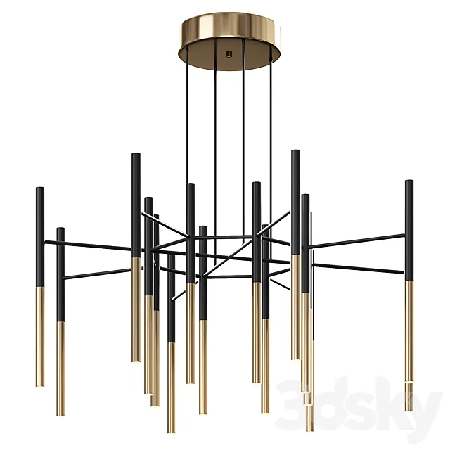 Metal Tubular Chandelier 3ds Max