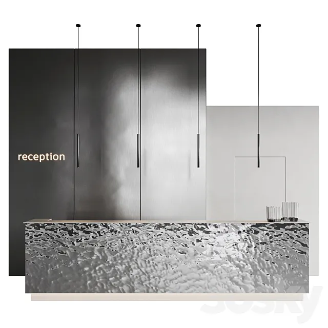 metal water reception desk 3DS Max Model