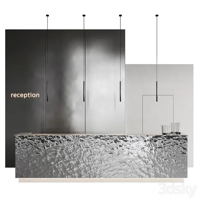 metal water reception desk 3dsMax Model