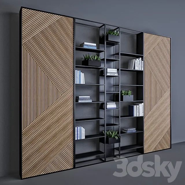 Metal & wood shelf 3ds Max