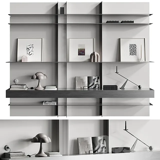 Metallic shelf with 101 cph decor 012 3DS Max Model