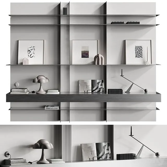 Metallic shelf with 101 cph decor 012 3dsMax Model