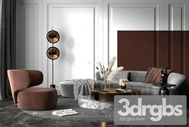 Metallic Style Set Living Room 3dsmax Download