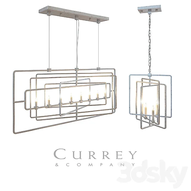 Metro rectangular and square chandelier by Currey & company 3ds Max
