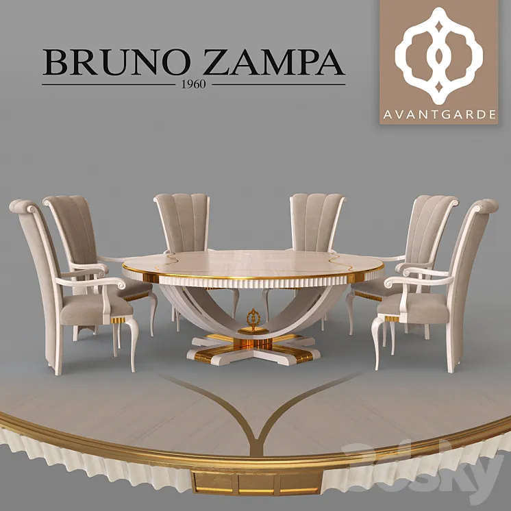 Metropolis dining table and Greta armchair 3DS Max