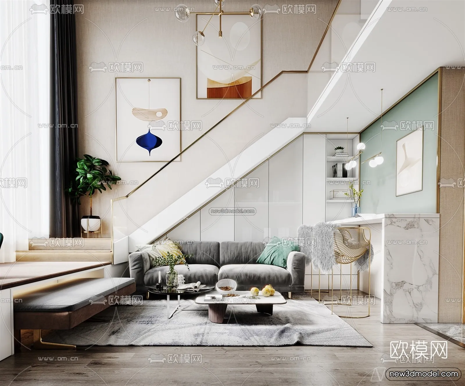 Mezzanine Floor – 3D Interior Scene – 3D Models – Modern Style – 043