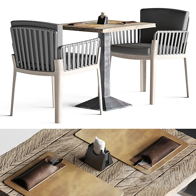 Miami chair. welded table and table setting 3DSMax File