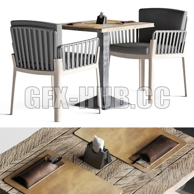 Miami chair welded table and table setting 3dsMax Model