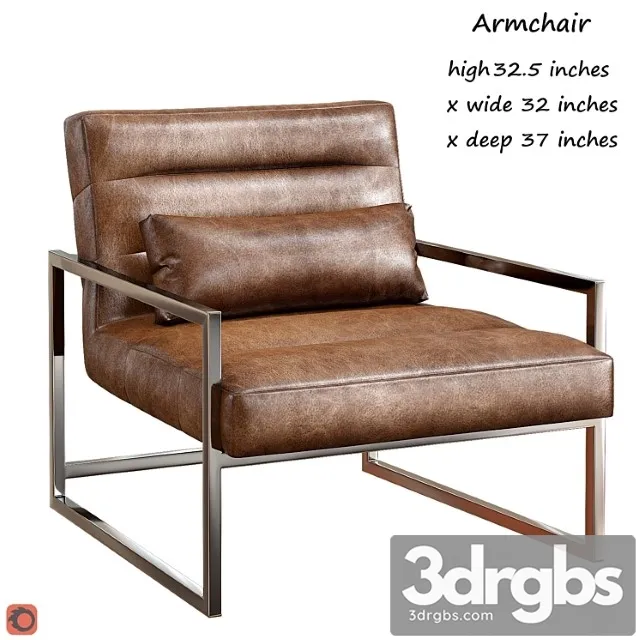 Michael weiss delancy loft masculine brown leather steel armchair 3dsmax Download
