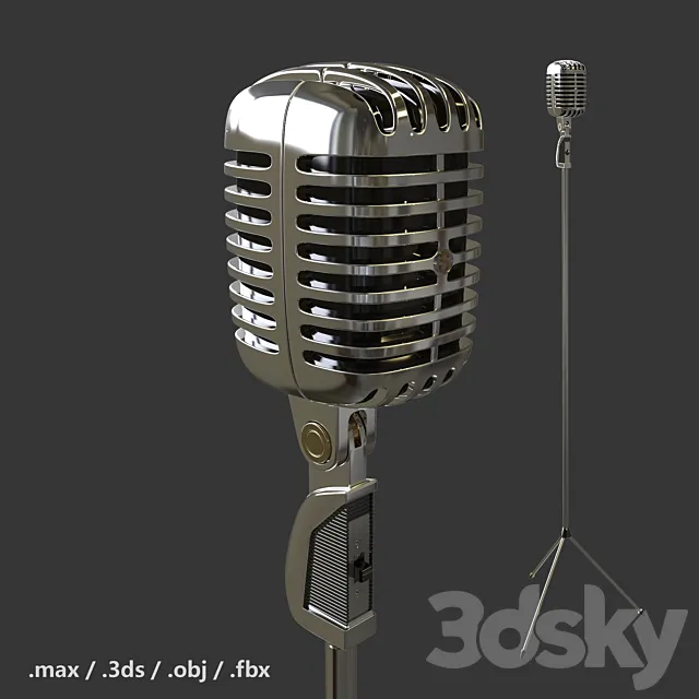 Microphone Shure 55 microphone 3DS Max Model