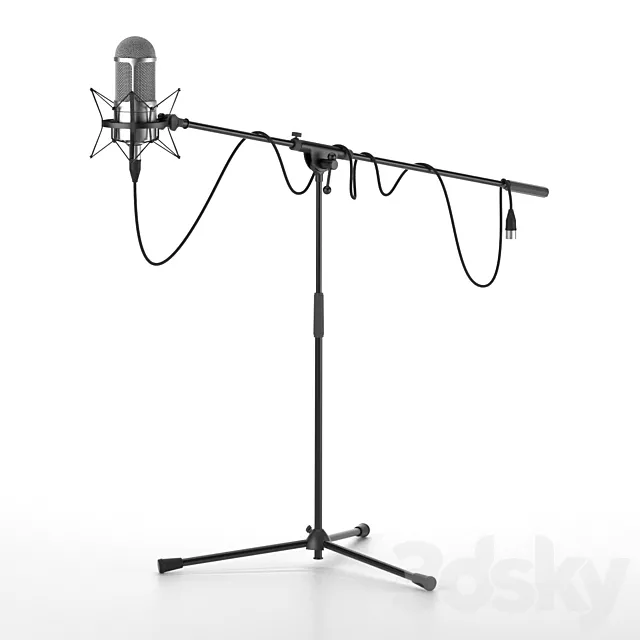 Microphone studio and stand floor 3dsMax Model