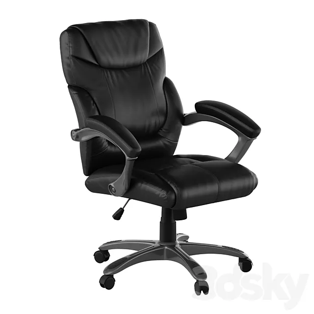 Mid-Back Black LeatherSoft Overstuffed Swivel Task Ergonomic Office Chair with Arms 3ds Max