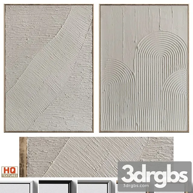 Mid-century beige textural plaster wall art c-460