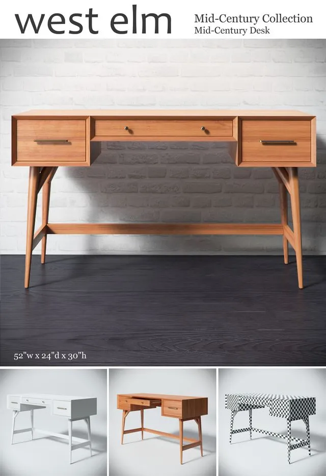 Mid-Century Desk 3dsMax Model