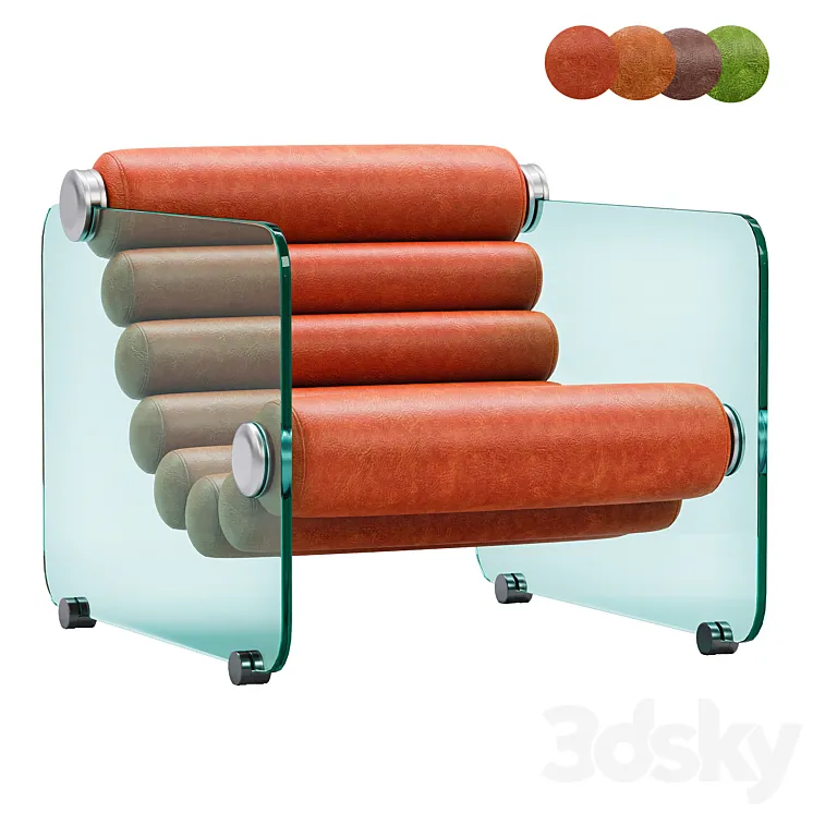 Mid Century Italian Modern Fabio Lenci Lounge Chairs 3DS Max Model
