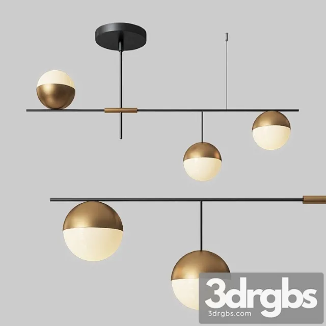 Mid-century modern 3 light linear ceiling light in black 3dsmax Download