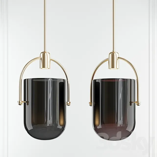 Mid Century Modern Chic 1 Light Pendant With Mouth-blown 3ds Max