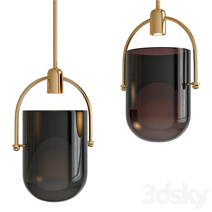 Mid Century Modern Chic 1 Light Pendant With Mouth-blown 3DS Max