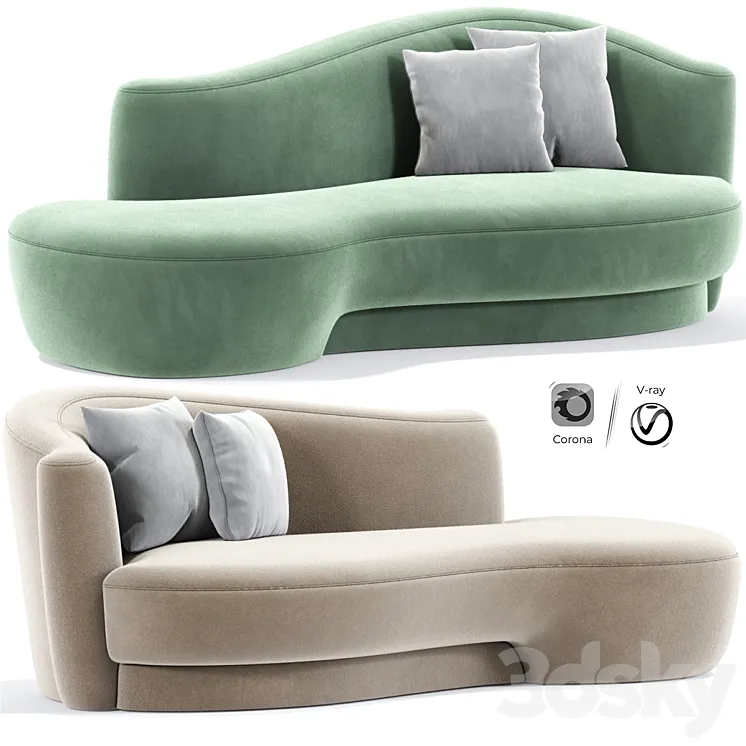 Mid-Century Modern Sculptural Curved Sofa By Weiman 3DS Max Model